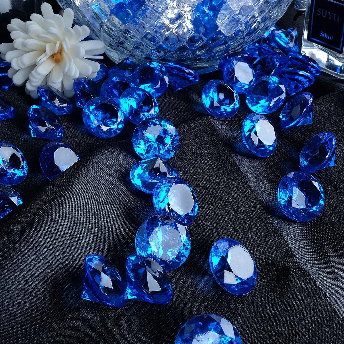 Acrylic Diamond Fake Gems Vase Filler, Babenest 240pcs 3/4 Inch Faux Diamonds Crystals Jewels for Table Scatters Wedding Party Event Arts & Crafts Birthday Decoration Favor (Royal Blue)