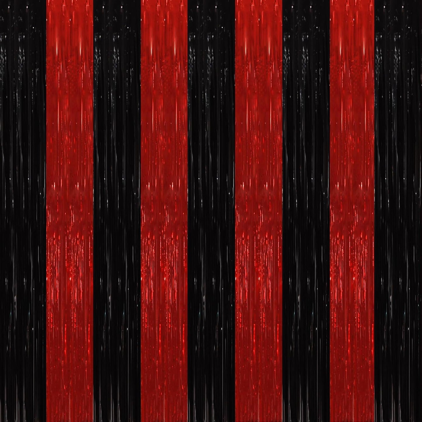 TONIFUL 2Pcs Black Red Door Streamers,Green Photo Booth Backdrop,Metallic Streamers Green Foil Fringe Curtains for Birthday,Christmas,New Year,Halloween,St. Patrick's Day Party Streamers Decor