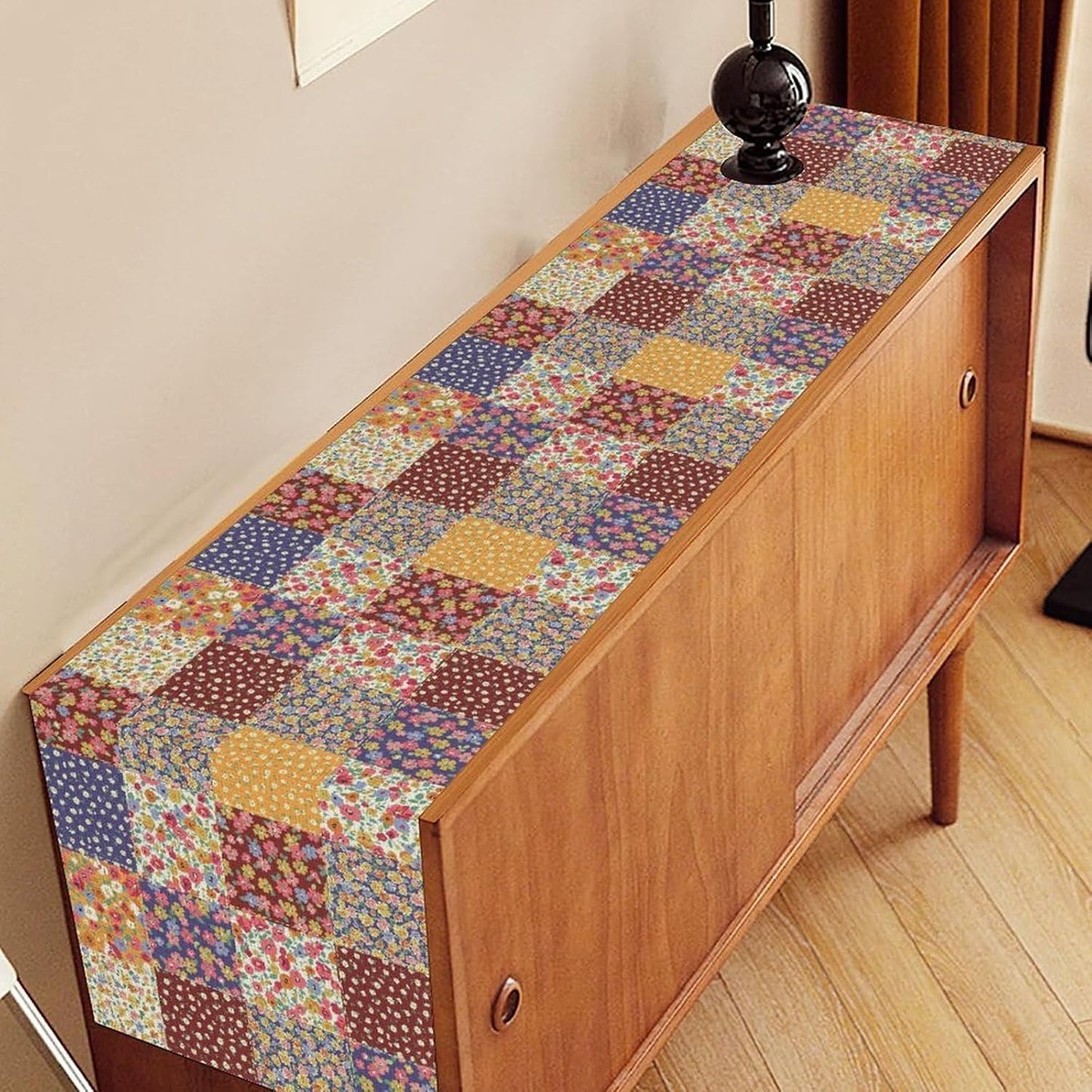 Patchwork Floral Table Runner, Boho Vintage Farmhouse Bohemian Paisley Colorful Flower Table Center Decor for Home Kitchen Dining Patio Holiday Party Table Decorations, 13"x108" Inch