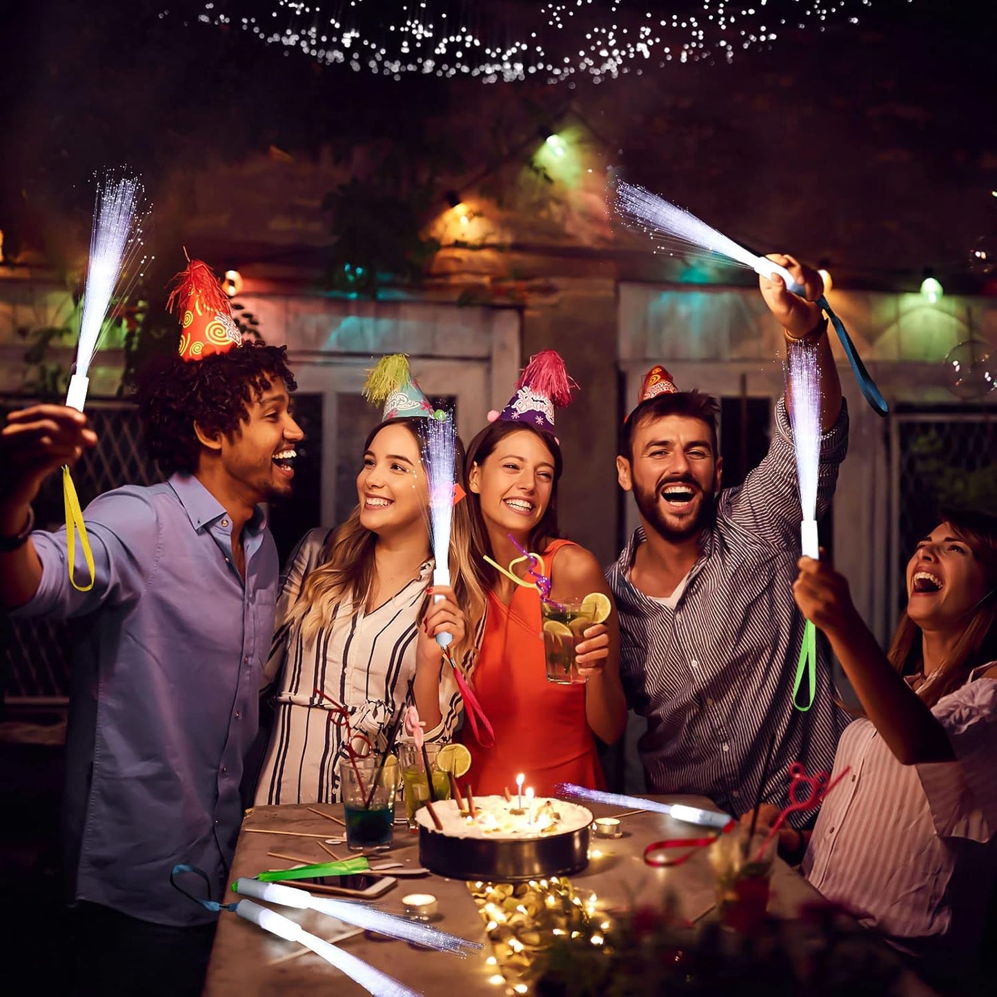 50 Pcs White Fiber Optic Wands Bulk Wedding Sparklers Party Favors LED Light Glow Sticks with 3 Modes Long Flashing Glow for Birthday Wedding Bridal Shower Glow in the Dark Party Favors