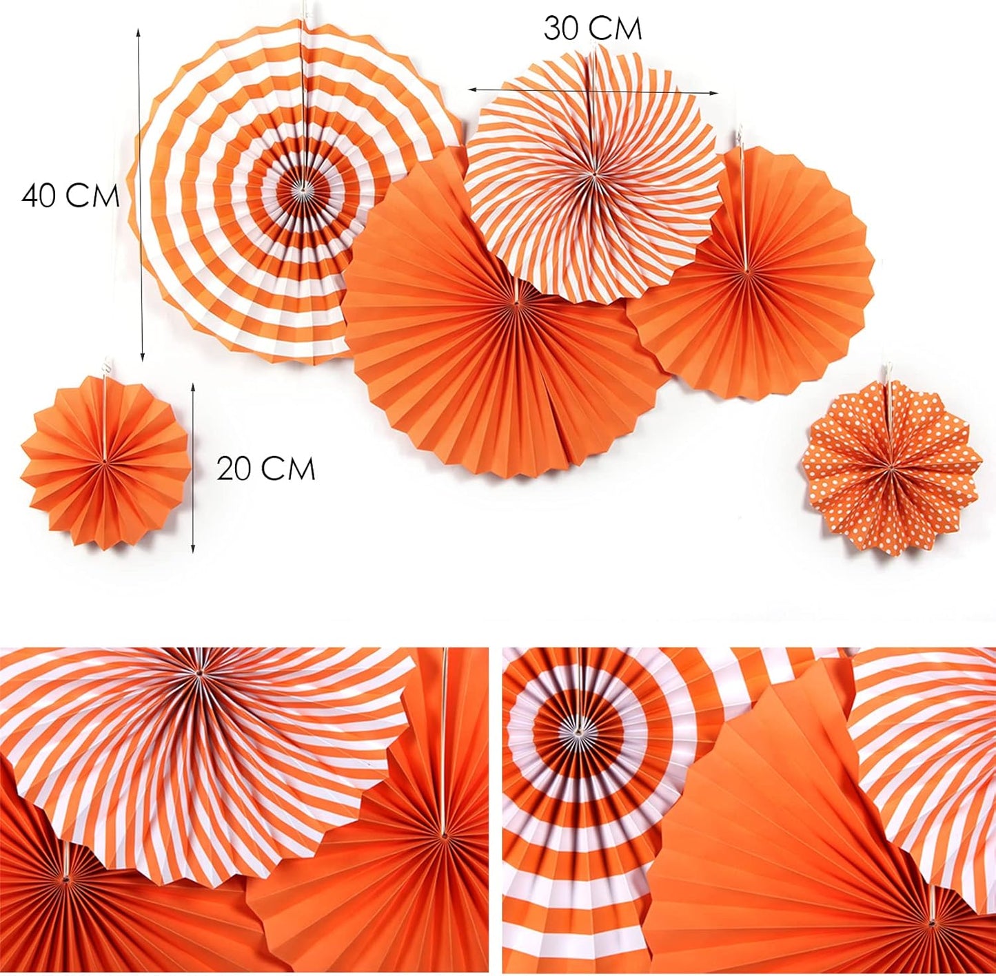 Easy Joy 14 Pcs Fall Party Decorations, Orange Hanging Paper Fans Autumn Paper Pompoms Lanterns Maple Leaves Bunting Garlands for Thanksgiving Celebration, Birthday Decor