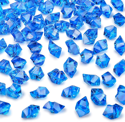DomeStar Navy Blue Fake Ice Rocks, 150PCS Acrylic Gems Crystals Plastic Diamonds Centerpiece for Vase Fillers DIY Craft Wedding Party Table Scatter Aquarium Tank Cobalt Blue Decorations