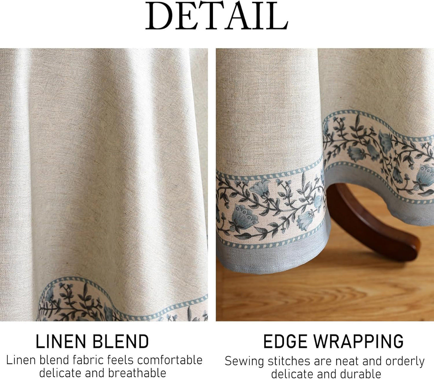 ISAENNE Designer Vintage Linen Elegant Round Tablecloth,Chinoiserie Floral Indoor Table Cloth,Wrinkle Resistant Decor Table Cover for Dining Thanksgiving Kitchen,Diameter 67"-Segerman B