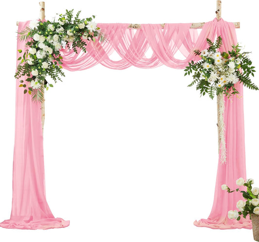 VACVELT Wedding Arch Draping Fabric Blush Pink Chiffon, 1 Panel Sheer Drapes 30 Inch x 20ft Chiffon Backdrop Curtain Decor, Outdoor Sheer Drapery for Ceremony Party Ceiling