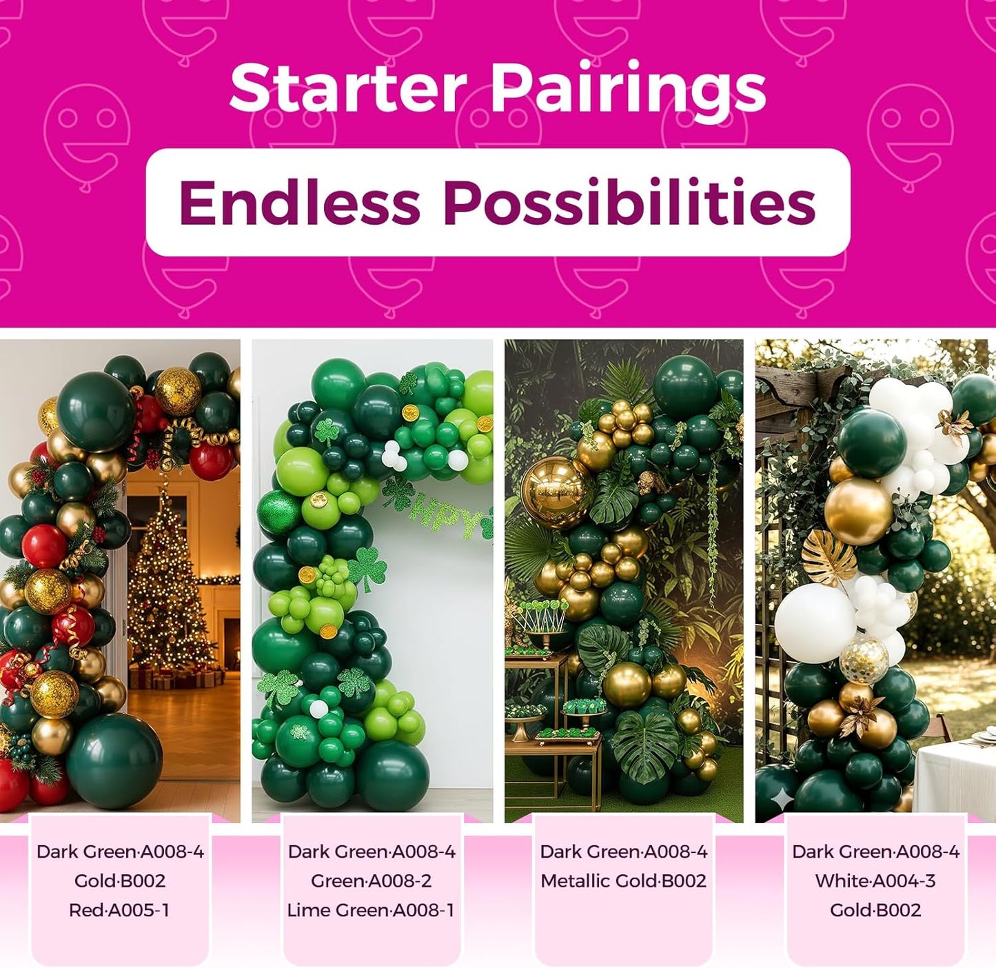 Bezente Dark Green Giant Balloons 36 Inch - 8 Pack Jumbo Green Balloons Large Round Emerald Green Latex Balloons for Bridal Shower Christmas St. Patrick's Day Jungle Safari Theme Party Decorations