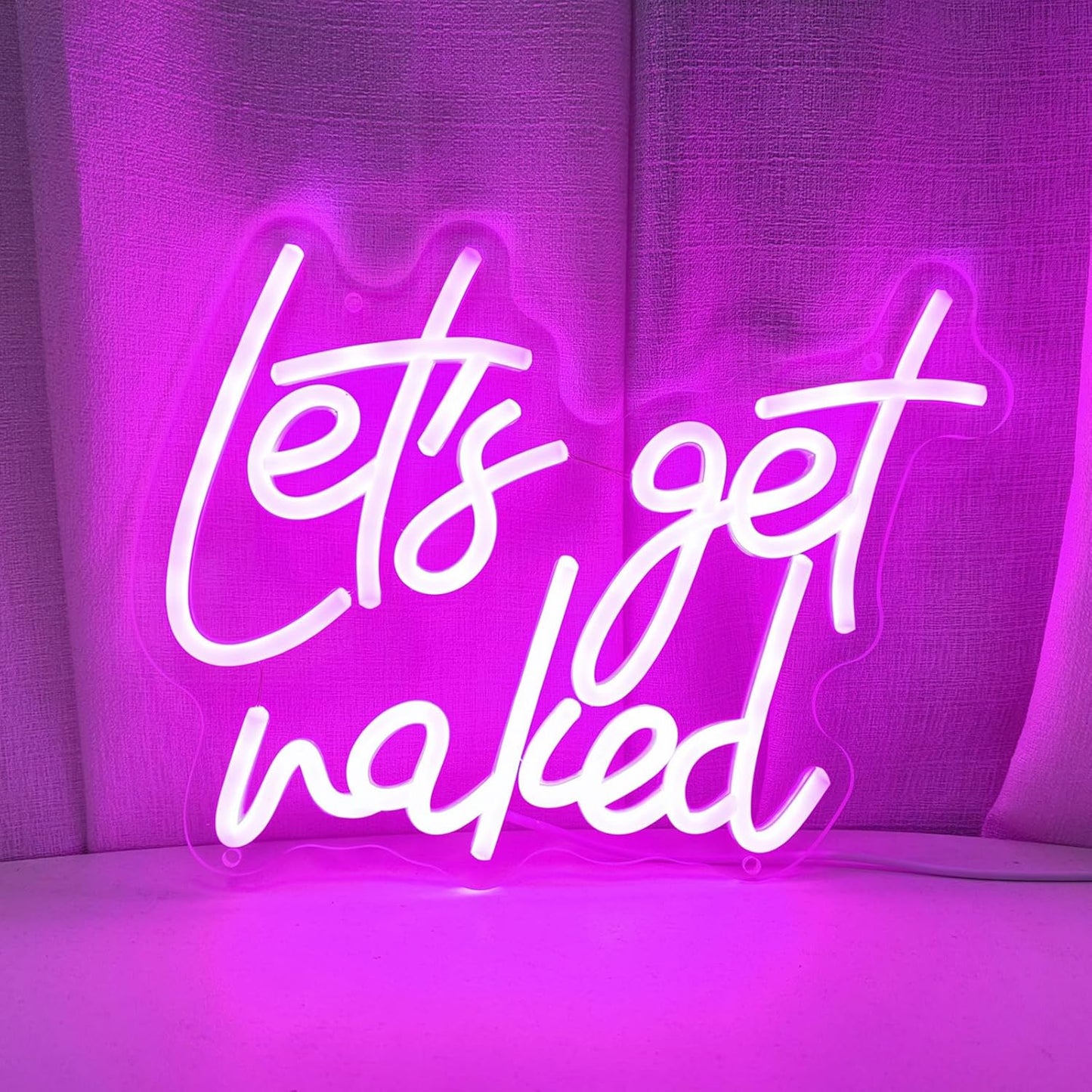 Lets Get Naked Neon Sign Let's Get Naked Neon Signs for Wall Decor, Led Light Sign for Girls Thanksgiving Bedroom Birthday Party Bar, 11.8" x 9.4"
