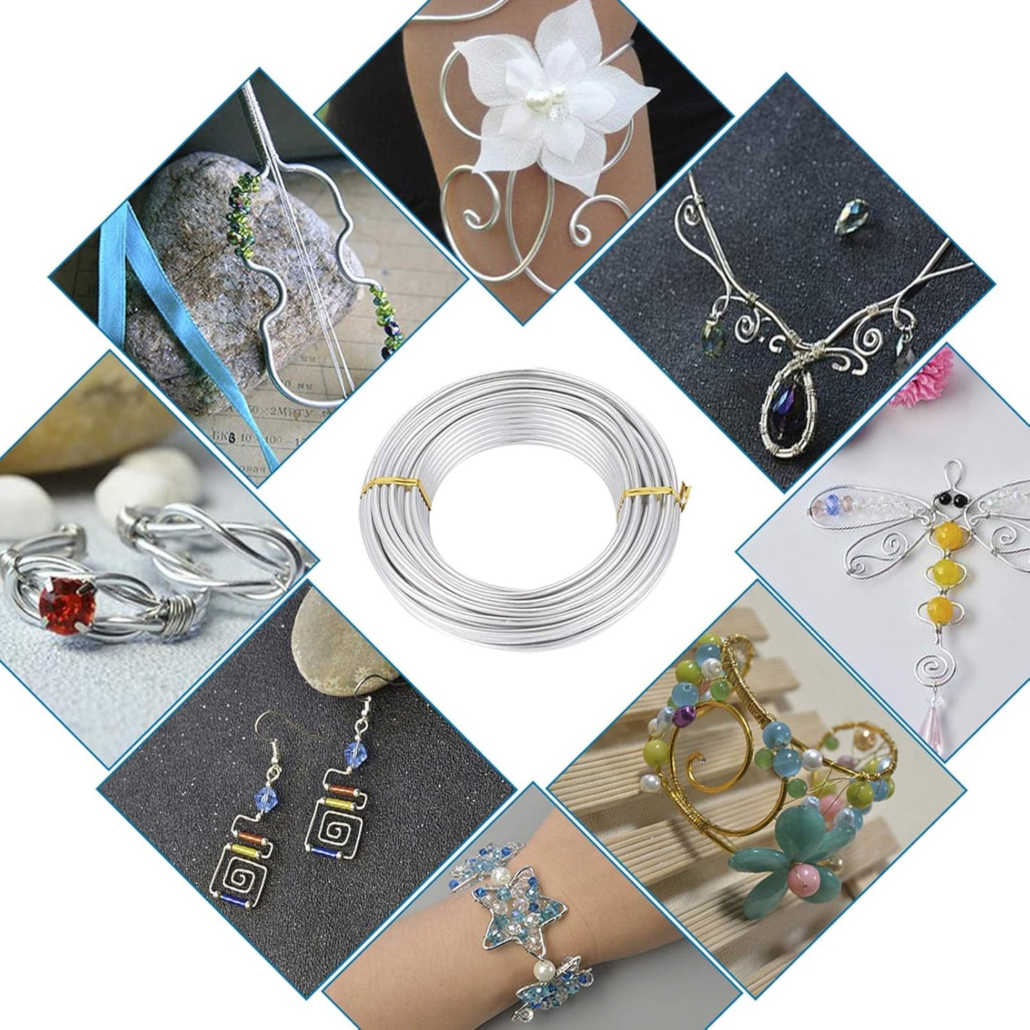 Fashewelry 114 Feet 10 Gauge Aluminum Wire Silver Bendable Metal Craft Wire for Beading Jewelry Craft Making (2.5mm)