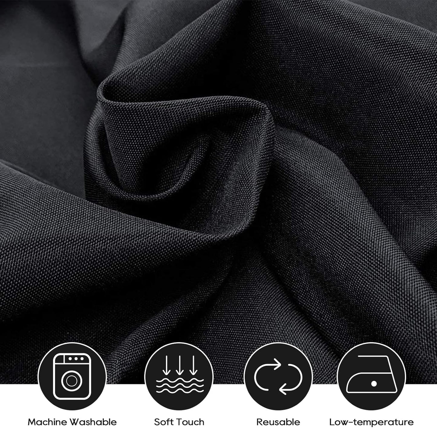 Surmente 5 Pack Black Tablecloth 90 x 132-inch Rectangular Polyester Table Cloth for Weddings, Banquets, or Restaurants