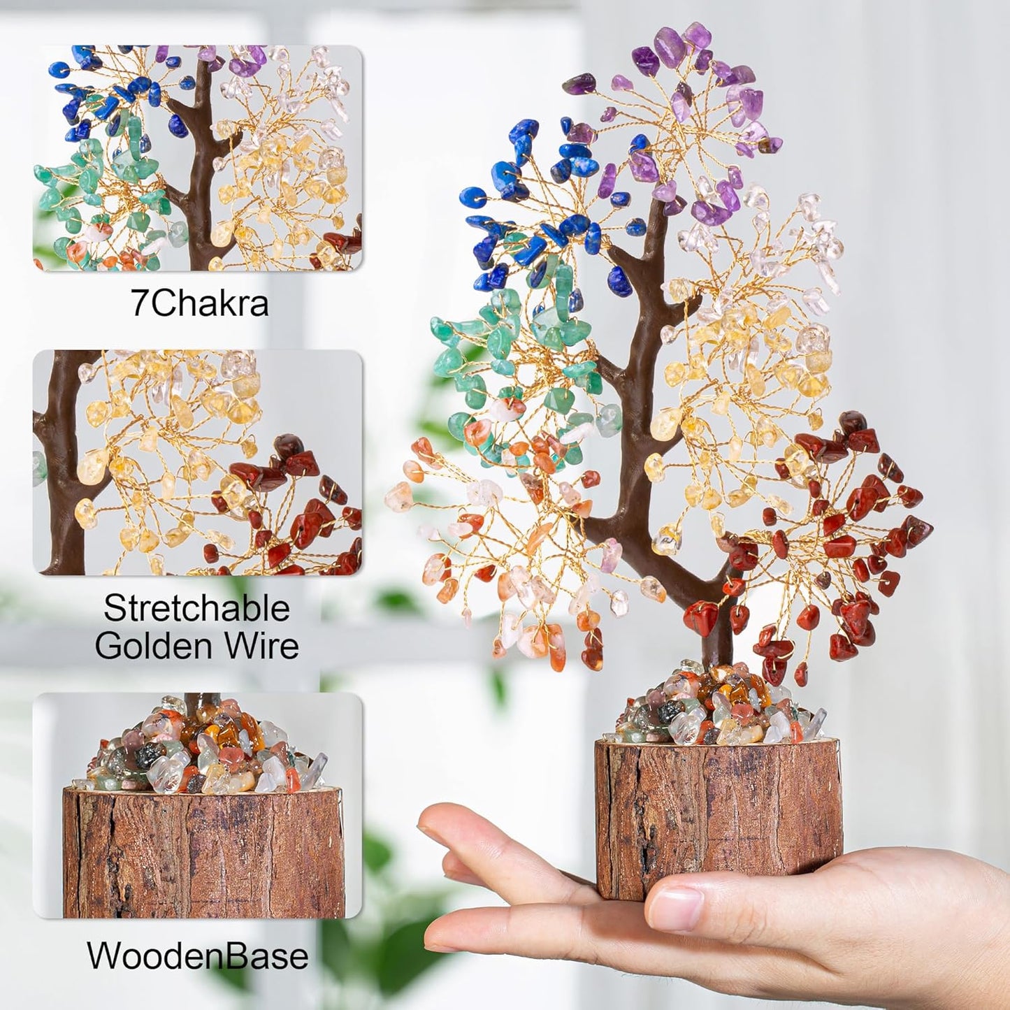 MAIBAOTA 7 Chakra Tree Crystal Tree of Life Decor Birthday Gifts for Women Healing Crystals for Positive Energy Spiritual Gift for Sister and Mom Housewarming Gifts New Home Money Trees Decoration
