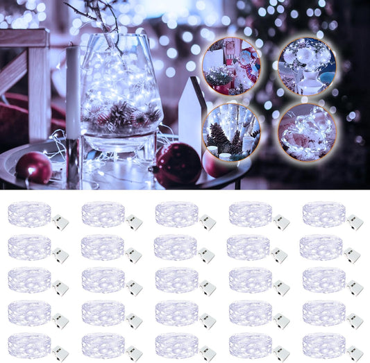 20 Pack Fairy Lights Battery Operated - 7ft 20 Led Twinkle Lights 3 Modes, Bulk Mini String Lights Waterproof for Mason Jars Vases DIY Party Wedding Decoration Christmas -Cold White