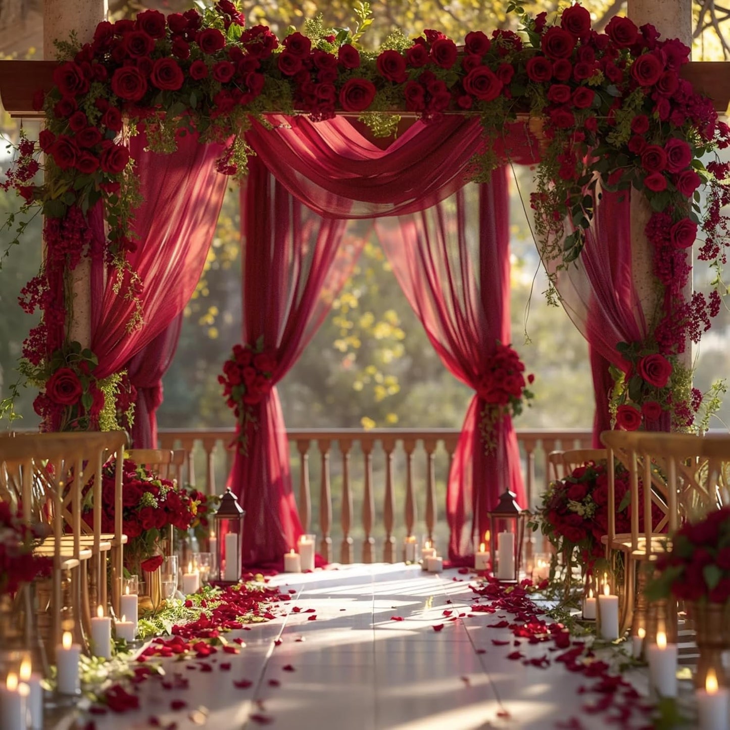 Wedding Arch Draping Fabric, 1 Panel Burgundy Sheer Backdrop Curtain Tulle Fabric Drapery for Arbor Wedding Archway Ceremony Party Ceiling Decor Backdrop