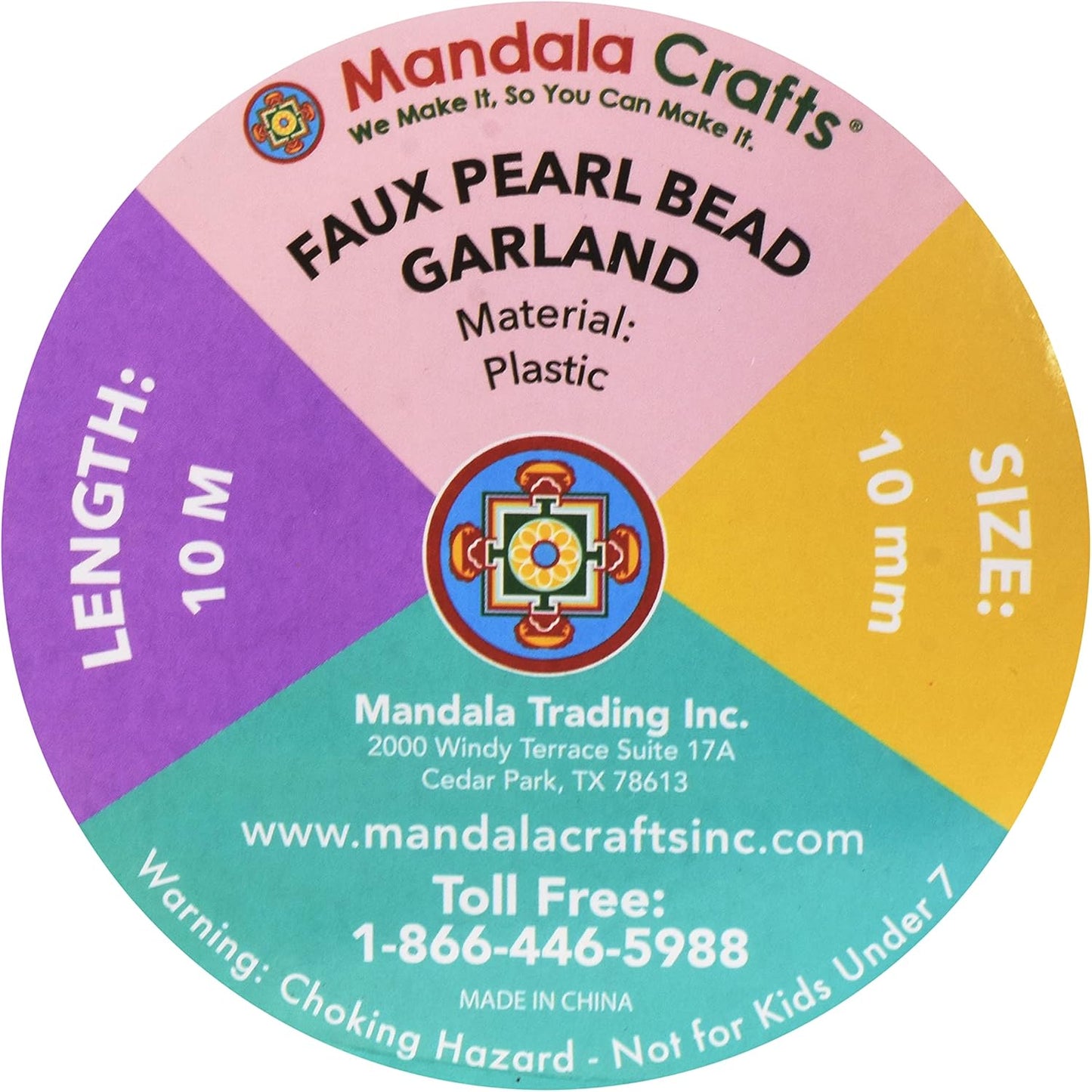 Mandala Crafts 10mm Faux Copper Pearl Beads Roll - 11 Yards Strand of Fake Pearls Chain Garlands Spool String for Christmas Tree, Wedding, Party, Vases, DIY Decoration