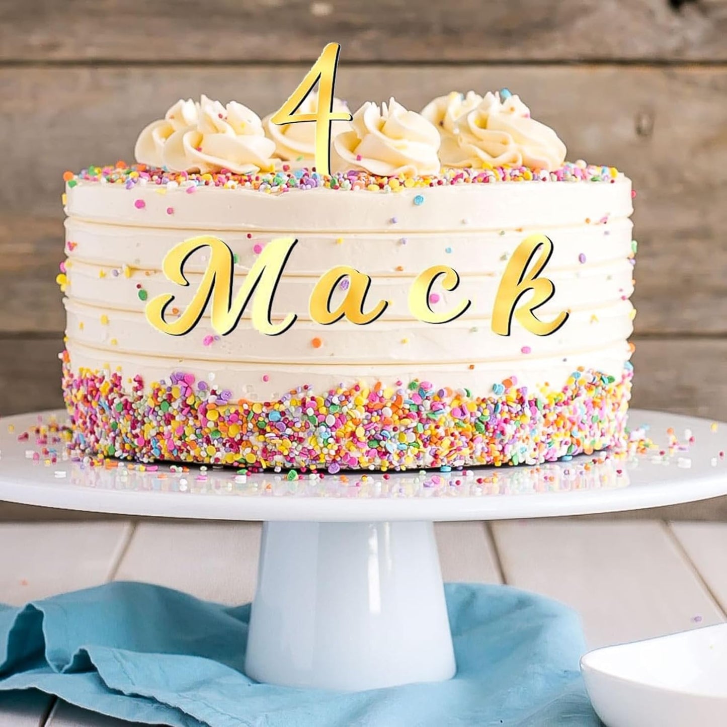 126pcs Acrylic Alphanumeric Cake Decoration, Mirror Number 0-9 and Alphabet A-Z Personalized Cake Picks Shiny Personalized Cake Topper for Birthday Cake Toppers Wedding Baby Shower(GoldSilver)