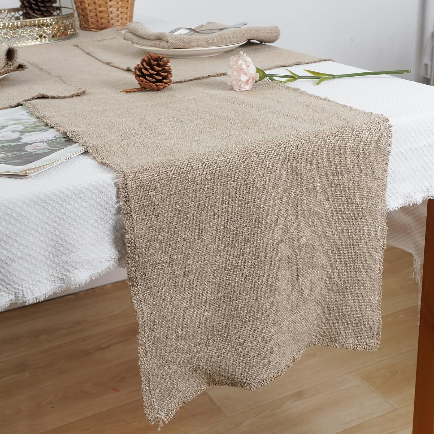 100% Pure Linen Table Runner 106 Inches Long-Super Thick Noble 14 x 106 Inch Cloth Dining Table Runner for Wedding, Parties, Everyday, Holidays