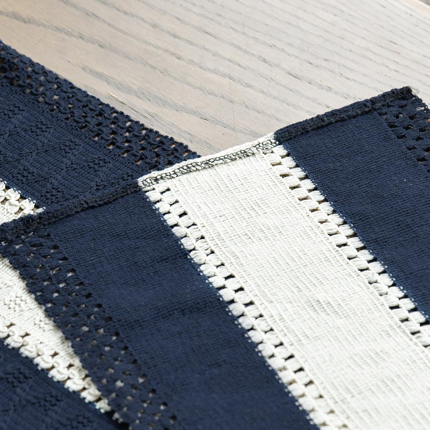 Artoid Mode Dark Blue Farmhouse Rustic Table Runner, Seasonal Hollow Kitchen Dining Table Decoration for Home Party Decor 12x108 Inch