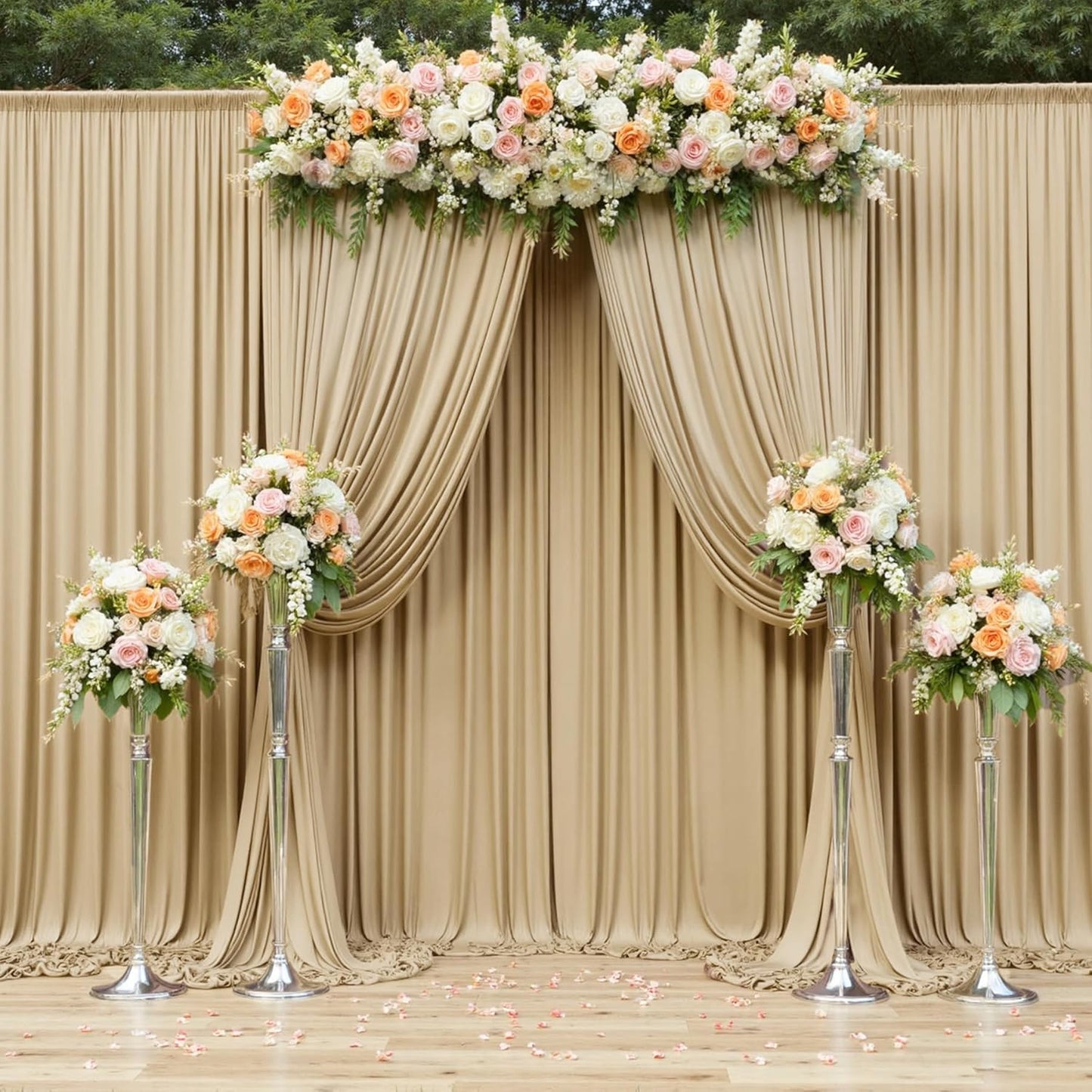 20ftx10ft Beige Backdrop Curtains for Party Background, Wrinkle Free Beige Photo Curtains Backdrop Drapes 4 Panels Back Drop Cloth for Wedding Birthday Photography Baby Shower Decor