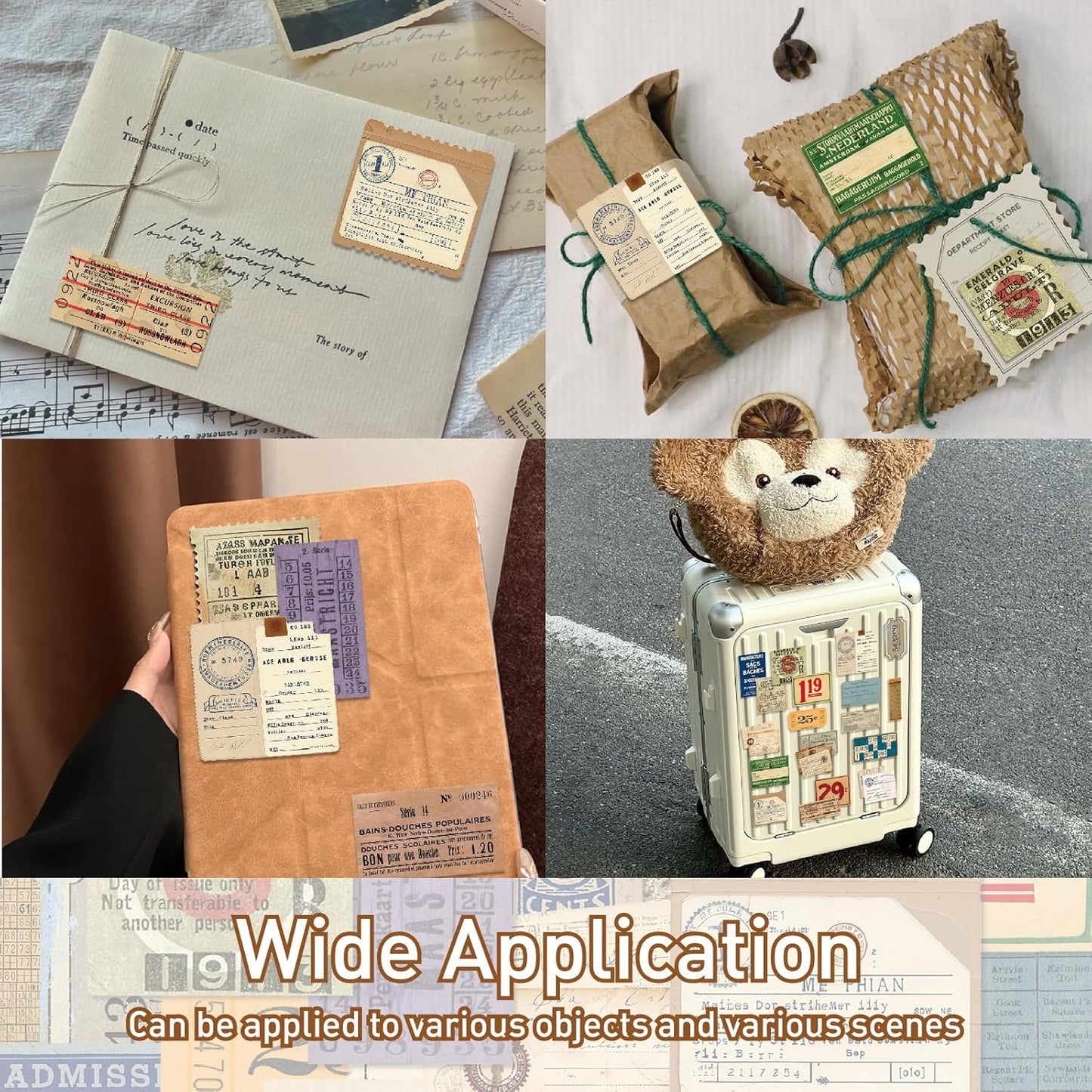 100 Pcs Drifting letterhead Set Vintage Postage Sticker Pack, Aesthetic Decorative Paper Floral Stickers for Scrapbooking DIY Art Crafts Bullet Journal Stickers Junk Journal Supplies