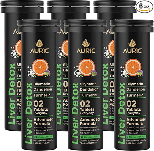 Auric Herbal Liver Support Supplement | Milk Thistle (Silymarin), Turmeric, Garlic, Ginger for Liver Health Advanced Detox & Cleansing Formula for Active Liver | 120 Tablets | Plant Based Gluten-Free