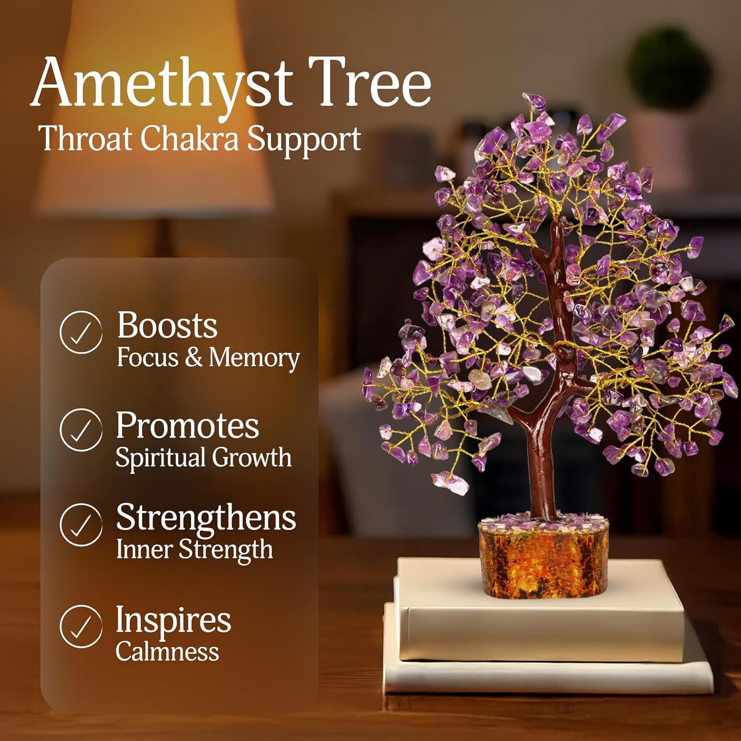 Amethyst Crystal Tree - Bonsai Trees, Balancing Tree, Crystal Gifts for Women, Crystal Tree for Positive Energy, Crytals and Gemstones, Good Luck Home Decor Tree of Life Seven Chakra Healing Stones