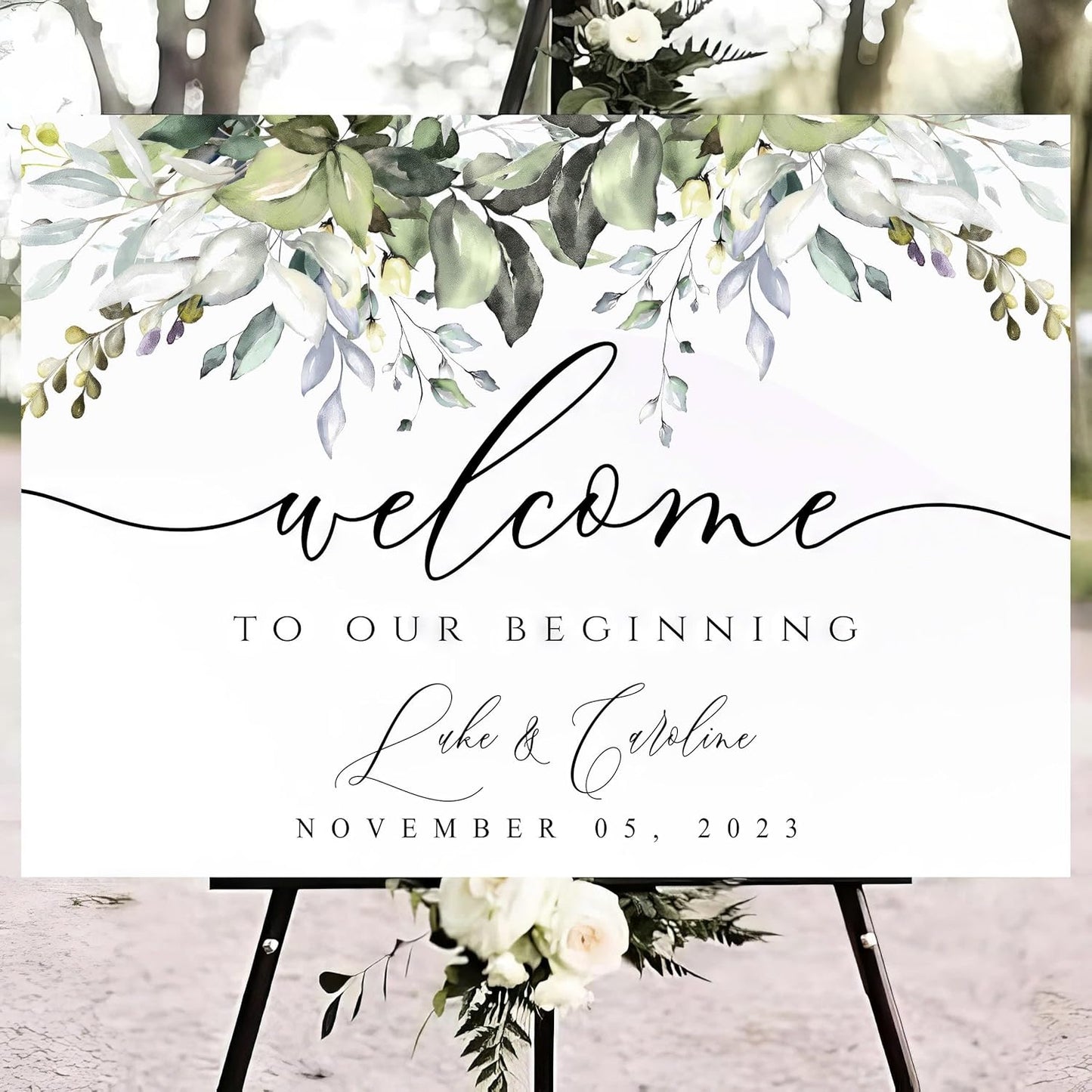 Greenery Wedding Welcome Sign, Rustic Wedding Welcome Sign, Welcome Sign Wedding, Eucalyptus, Watercolor
