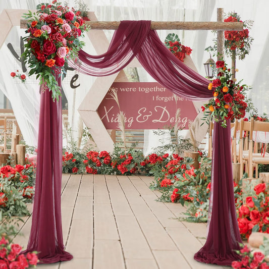 gogoparti Wedding Arch Draping Fabric Burgundy Arch Drapes Sheer Backdrop Curtain for Ceremony Parties Photo Booths Weddings Decor 19Ft Length x 28" Width 1 Panel