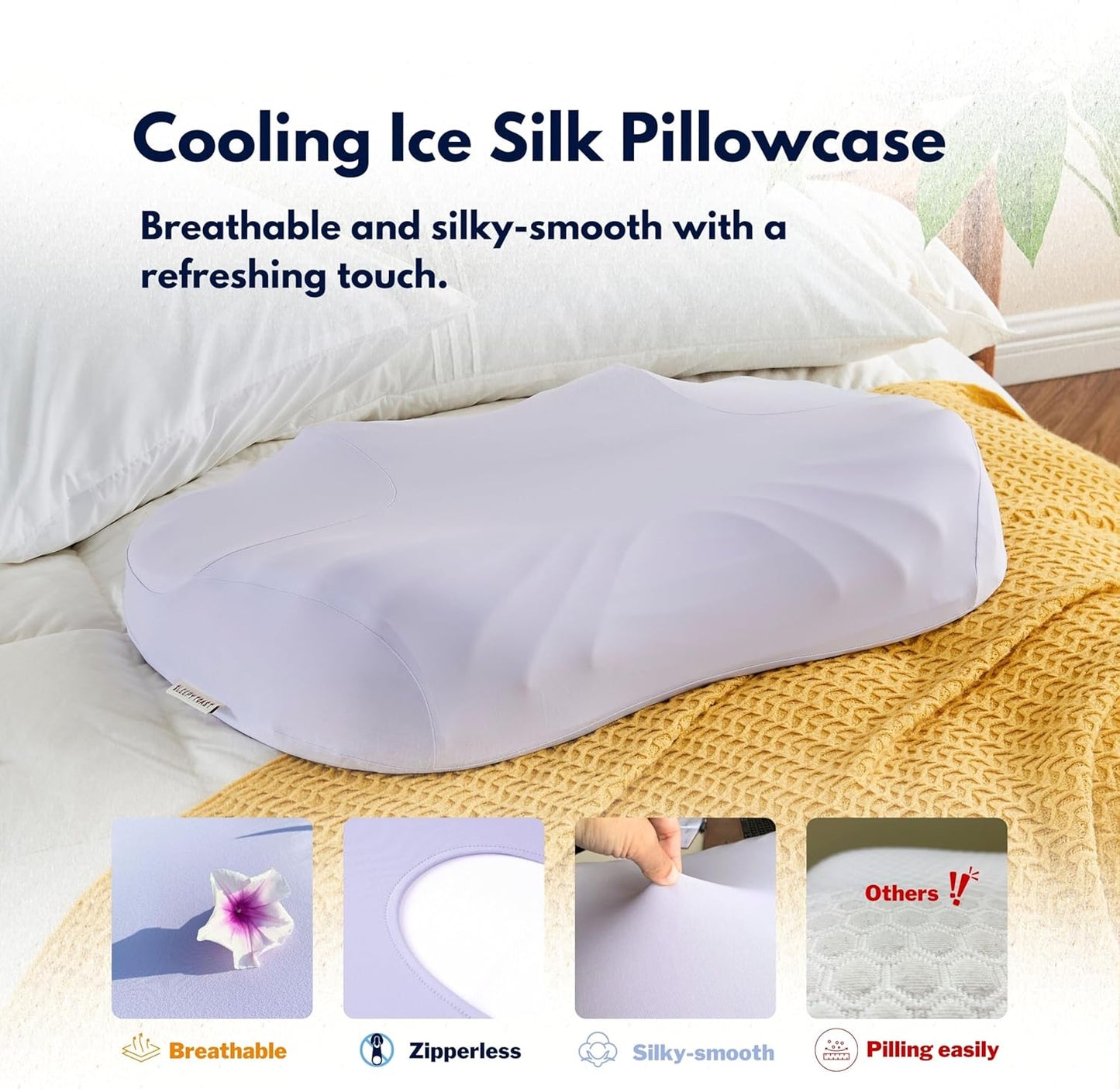 Pillow for Neck Pain Relief, Cervical Neck Pillow for Sleeping with Unique Wave Valley Design for Gentle Massage, Side Sleeper Pillow for Should Pain with Cooling Pillowcases