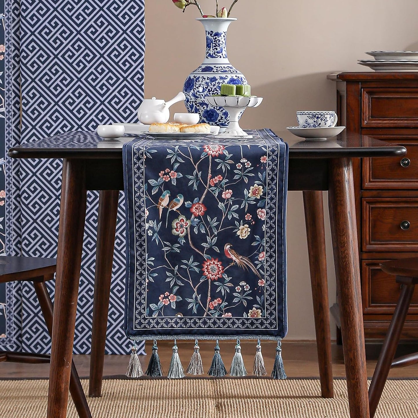 Velvet French Table Runner Farmhouse for Home Kitchen Dining Decor Parties Family Dinners Wedding 12"*118"