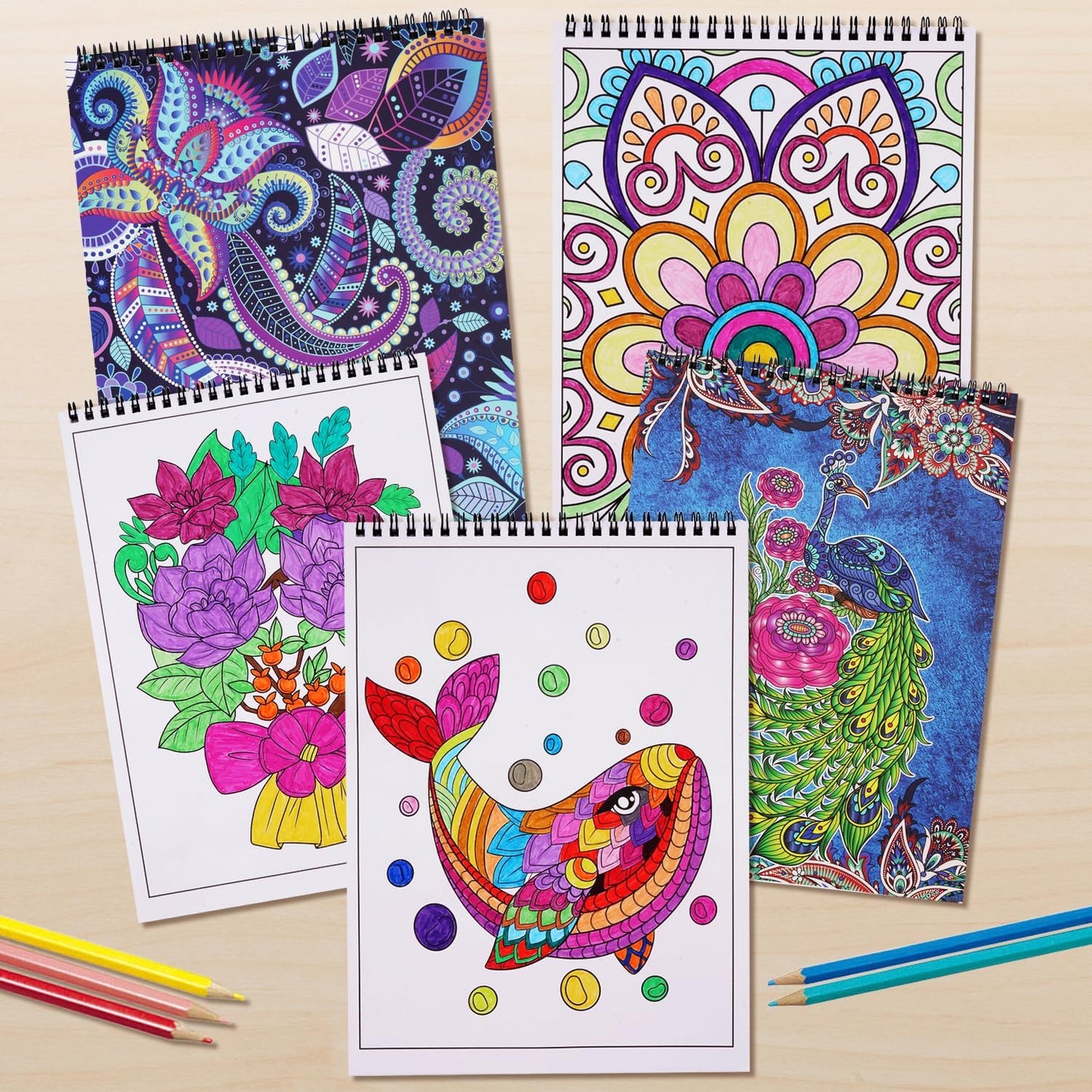 Bondream 3 Pack Adult Coloring Books,Flower,Mandalas &Animal Patterns and Designs for Adults Relaxation,Coloring Books for Women to Relax, Anxiety and Depression
