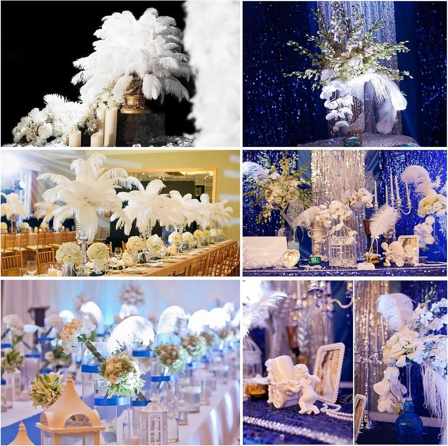 THARAHT Baby Blue Ostrich Feathers 12pcs Large Natural Bulk 16-18Inch 40cm-45cm for Wedding Party Centerpieces Easter Gatsbi and Home Decoration Feathers