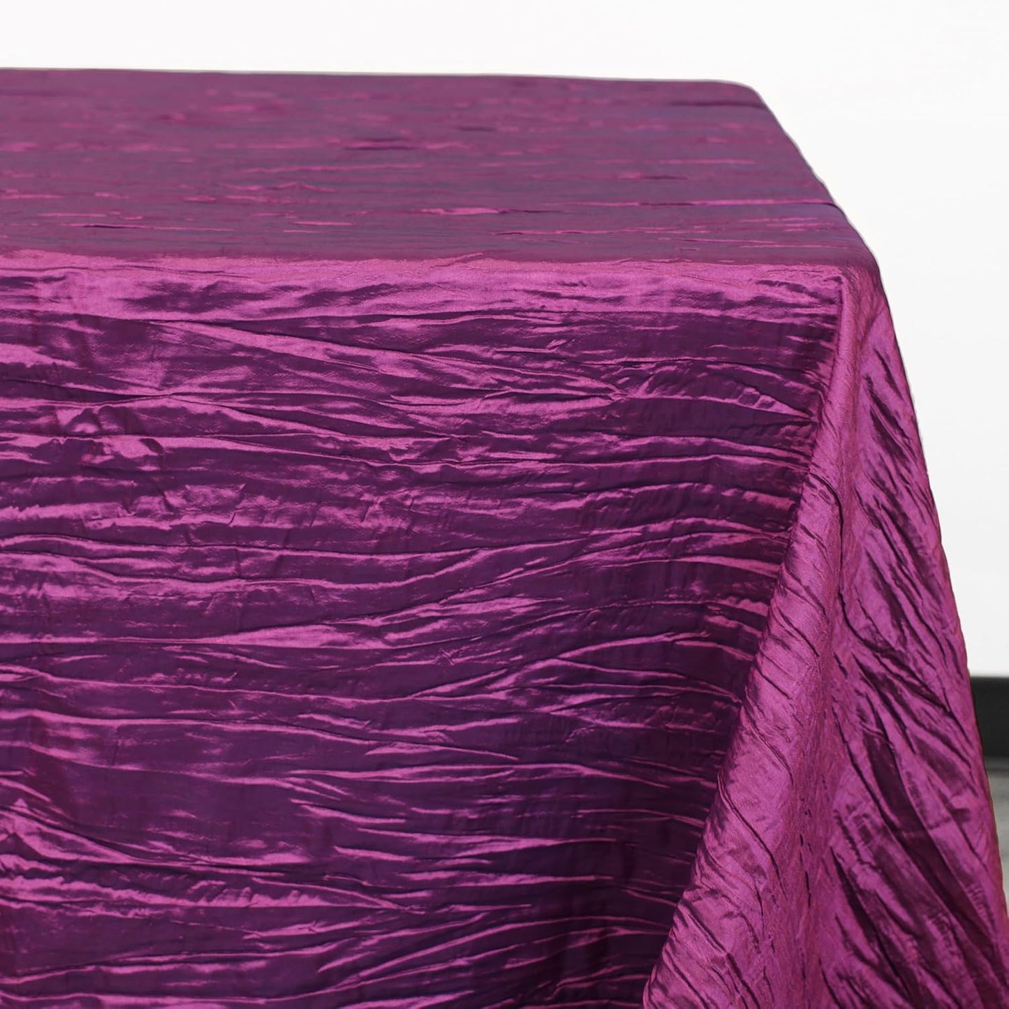 YOUR CHAIR COVERS - 90 x 132 inch Rectangular Crinkle Taffeta Tablecloth - Purple, Rectangle Table Linens for 6 ft Rectangular Tables, Wedding Crushed Table Cloth