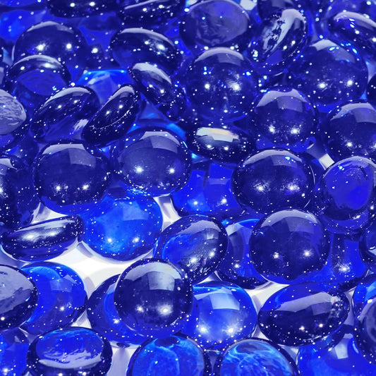 Cobalt Blue Fire Glass for Propane Fire Pit, Fireplace and Outdoor Decorative, Firepit Rocks 20 Pounds, High Luster 3/4 Inch Round Glass Beads