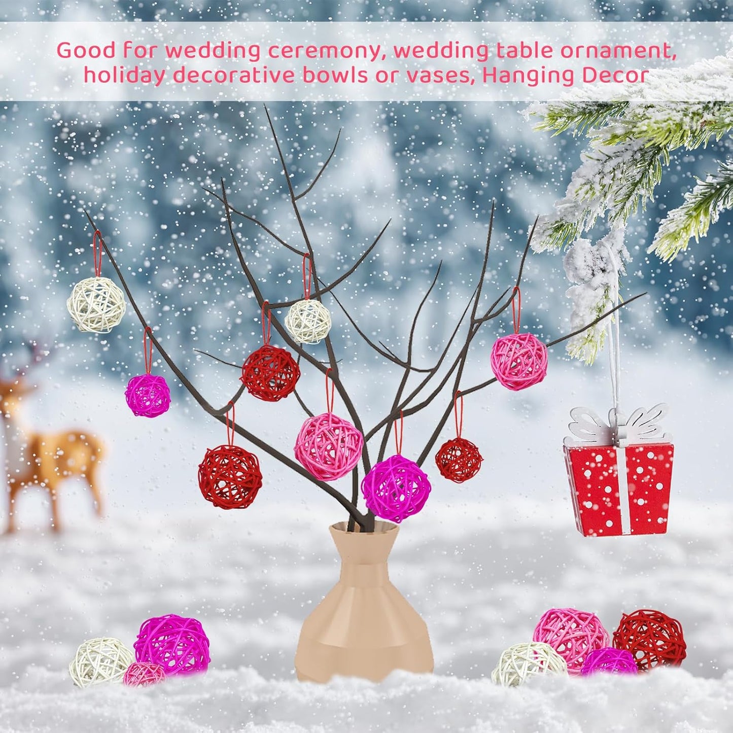 Valentine's Day Rattan Balls 36pcs Decoration for Home Decoration Valentine's Day Decoration