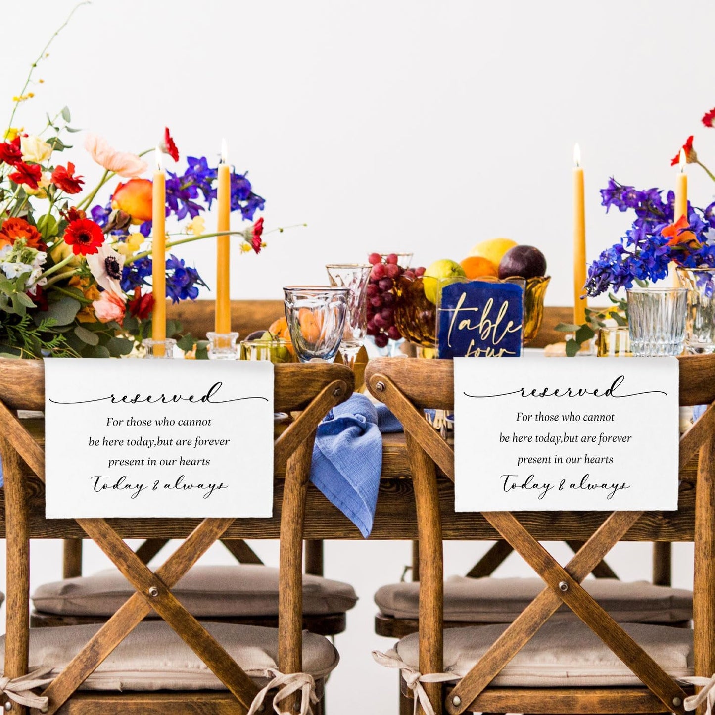 In Loving Memory Wedding Sign, Reserved Memorial Signs Pew Cloths Seating Placeholder for Chairs, Wedding Decorations for Reception Celebrations Event (2 Pcs, today & always)