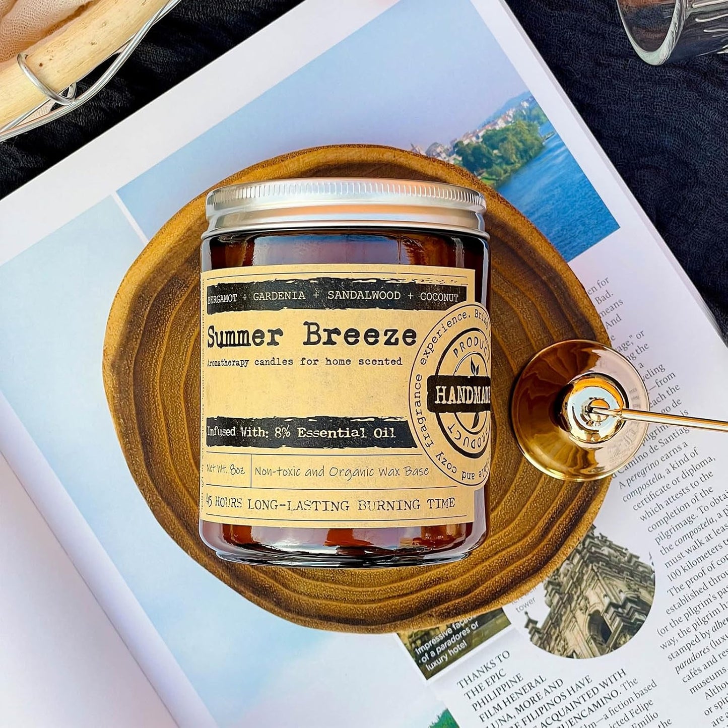 KOTKAS Summer Breeze Scented Candles - 8oz Natural Scented Soy Candles Non Toxic, Aromatherapy Candles for Home Scented Candles Gifts for Women Bath Relaxing Calming Soothing Relaxation Stress Relief