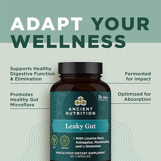 Ancient Nutrition Gut Health Supplement Leaky Gut Capsules, 60ctFormulated with Licorice Root, Astragalus, Marshmallow, and L-Glutamine, Gluten Free, Paleo and Keto Friendly, 60 Ct