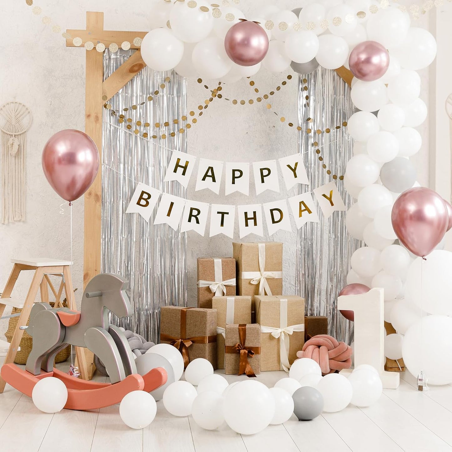 Crosize 7 Pack 3.3 x 9.9 ft Silver Foil Fringe Backdrop Curtain, Streamer Backdrop Curtains, Birthday Party Decorations, Tinsel Curtain for Parties, Galentines Decor, Preppy, Photo Booth