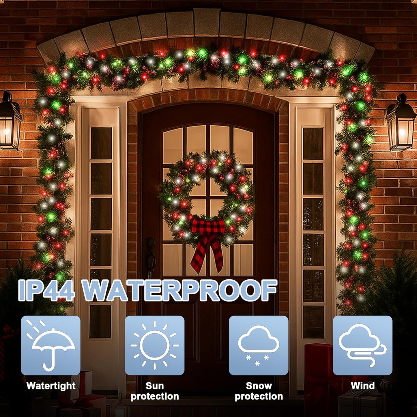 LAMPHOME 33ft Christmas Decorative Mini Lights, 100 LED Transparent Wire Fairy Starry String Lights Plug in, 16 Lighting Modes for Outdoor Xmas Tree Wedding Party Decoration (Red/Green/White)