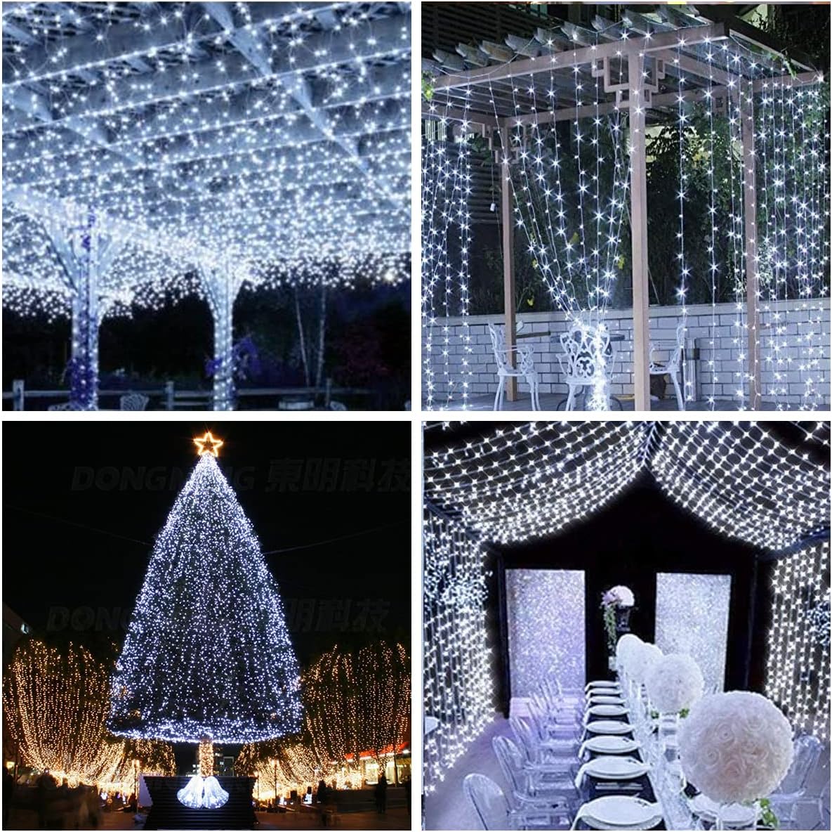 Vicloon Fairy Curtain Lights,300 LED White Curtain Lights,8 Modes 9.8×9.8Ft Waterproof Window Curtain String Light USB&Battery Powered with Remote Control,String Lights Curtain for Indoor,Outdoor