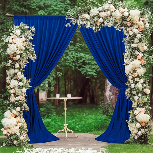 MEETSKY 10 feet x 10 feet Royal Blue Backdrop Curtains for Parties Curtains Photography Backdrop Drapes for Wedding Birthday Party Rod Pocket Home Sliding Door Decoration, 5ft x 8ft, 2 Panels