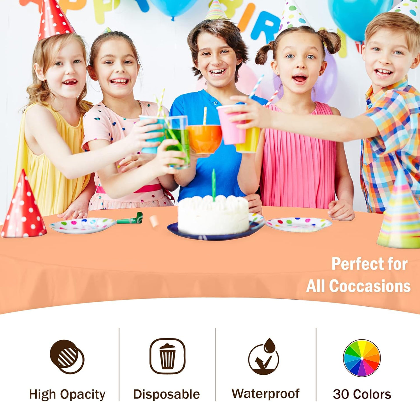 Exquisite 12-Pack Premium Plastic 84-Inch Round Tablecloth, Peach