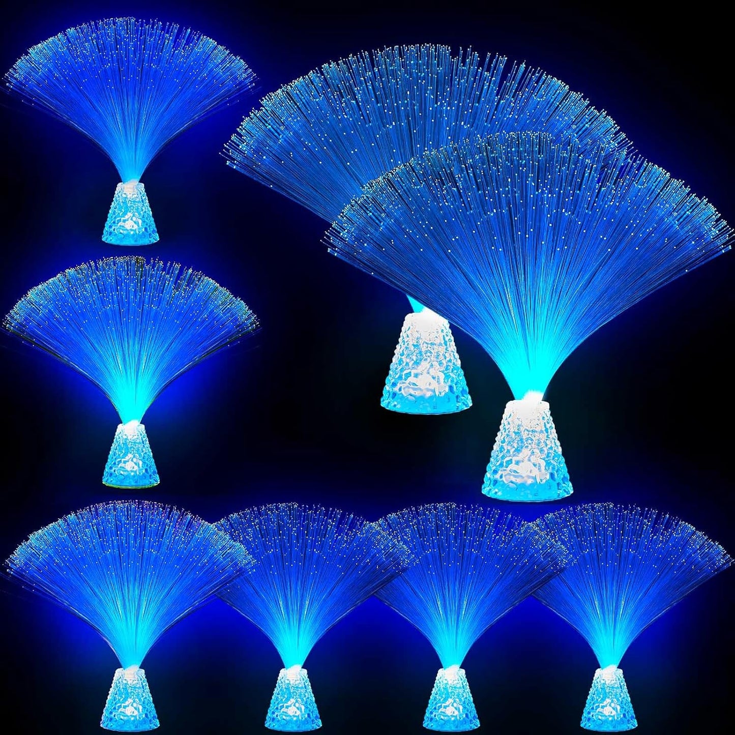 Patelai 10 Pcs LED Fiber Optic Lamp Color Changing Fiber Optic Night Light with Multicolor Glow Decorative Table Centerpiece for Sensory Bedroom Halloween Party Holiday Decorations (Crystal,Blue)