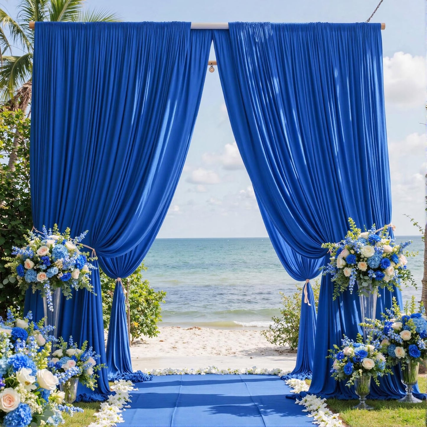 30ftx12ft Wrinkle Free Royal Blue Backdrop Curtain, 6 Panels 12FT Height Royal Blue Wedding Backdrop Drapes, Silky Polyester Back Drop Cloth for Birthday Photography Background Party Backdrop Draping