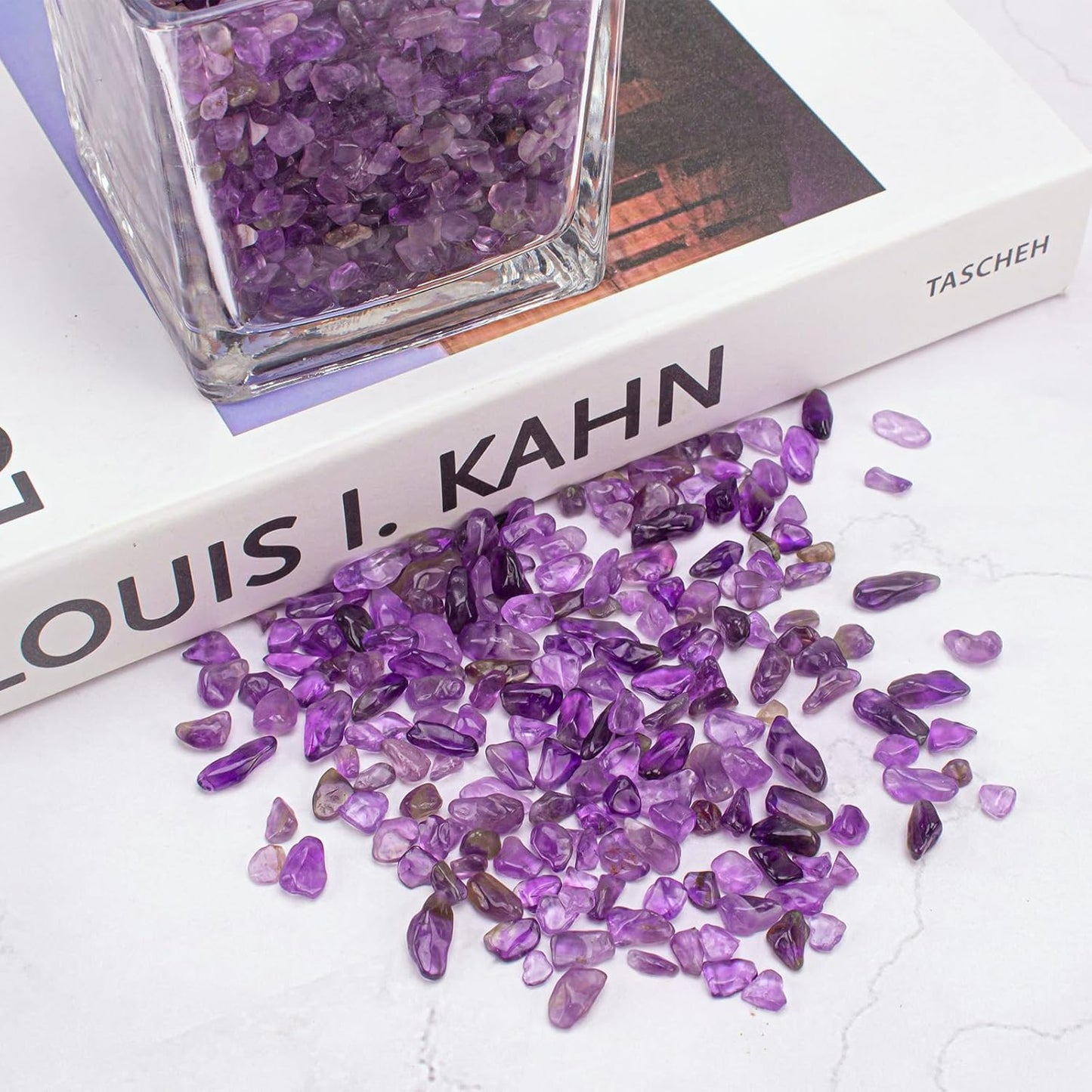 0.88 Lb Amethyst Crushed Stones Crystal Quartz Chips, Natural Tumbled Stones Irregular Shaped Gravels Pebbles Healing Stones for Vases Filler, Aquarium Gravel Rocks, Succulent Plants Decor