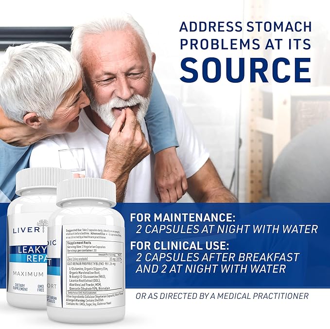 Leaky Gut Repair - Natural Gut Health Supplement, Promotes Digestive Ease, Gut Wellness, and Daily Balance, 60 Capsules
