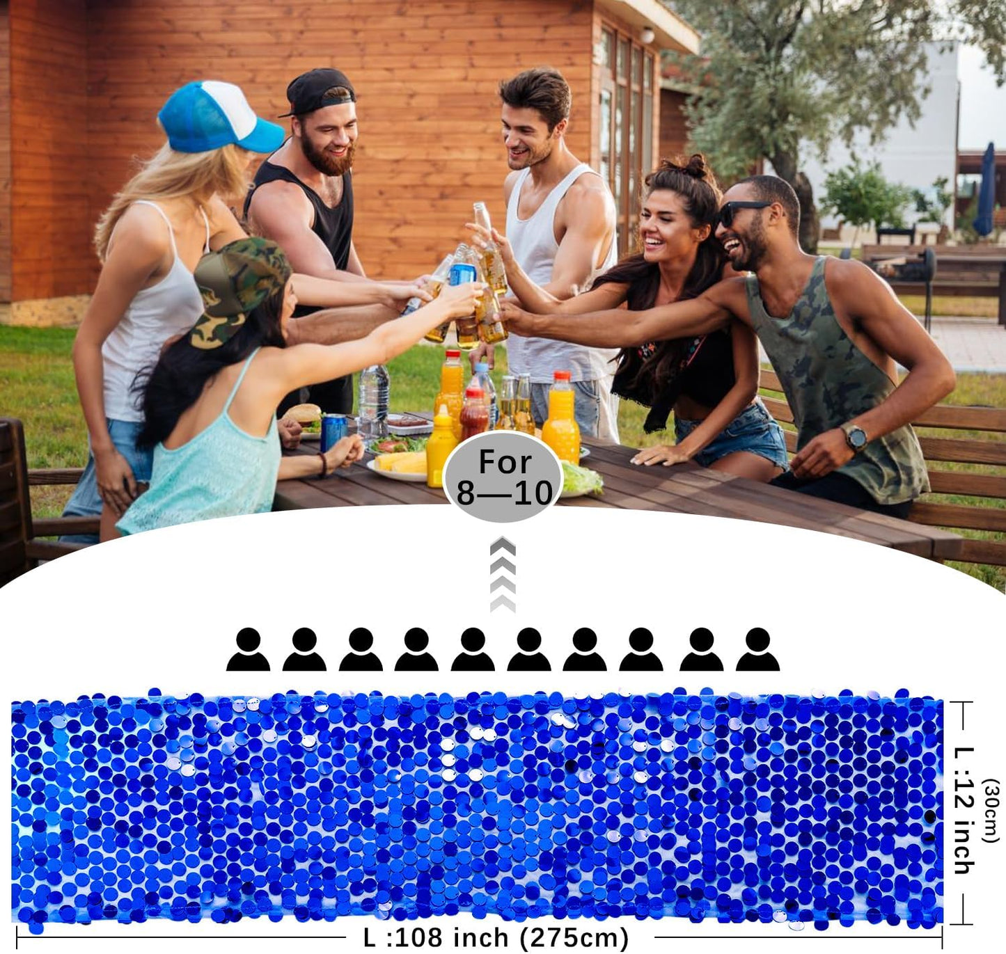 VHH Sequin Table Runner 12 x 108 inches Royal Blue Table Runner, Glitter Runner for Party Wedding Birthday, Party Spring Easter Rustic, Birthday Supplies Decorations (1 Pack).