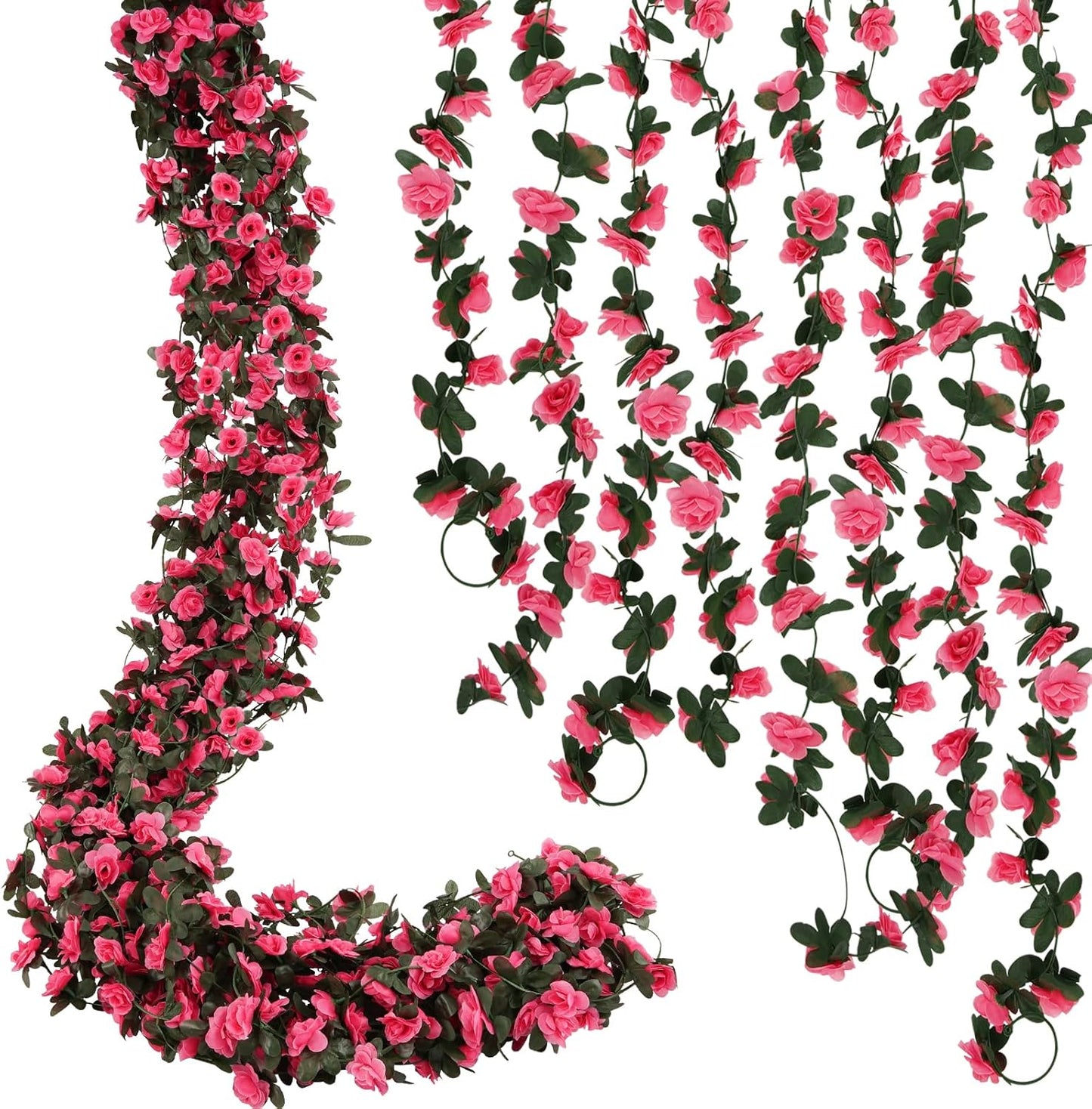 8 Pcs 65.6 Ft Flower Garland Rose Vines, Rose Garland for Decoration, Flower Vine for Room Table Birthday Wedding Party Garden Wall Decor