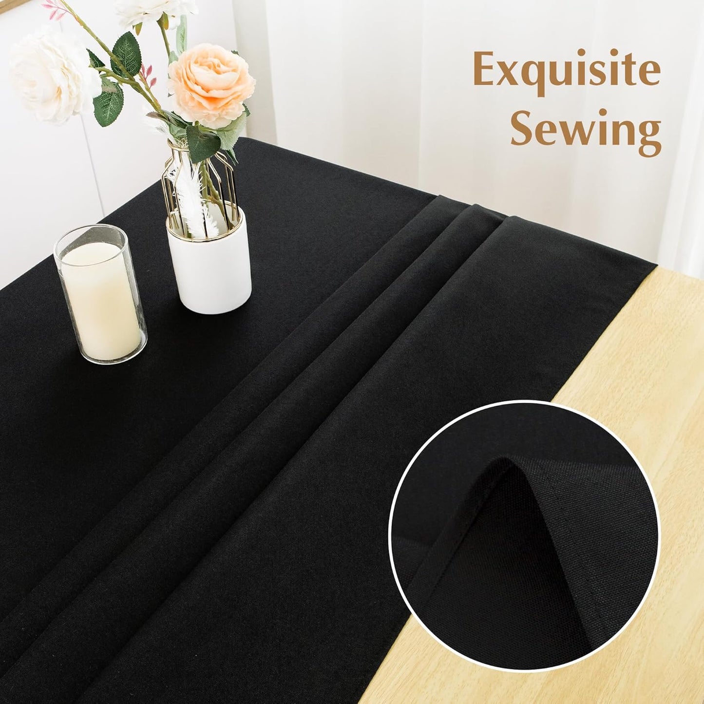 2 Pack Square Table Cloth 70X70 Inch Black Washable Fabric Tablecloth Polyester Solid Dining Table Cover for Birthday Party Dinner Holiday Outdoor Indoor
