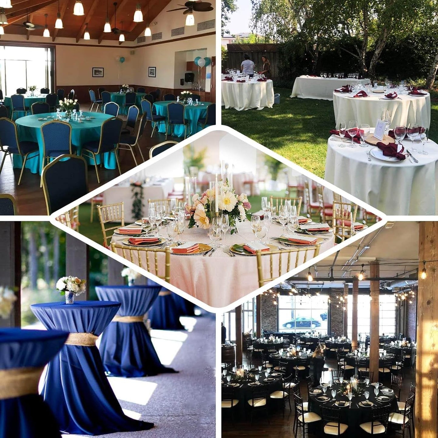 Efavormart Round Tablecloth, 132 Inch Stain & Wrinkle Resistant Washable Table Cloth, Decorative Polyester Fabric Table Cover for Banquet, Wedding, Dining- Dusty Rose