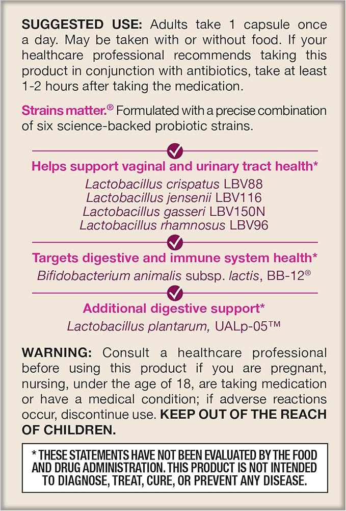 Jarrow Formulas Fem-Dophilus Advanced Vaginal & Digestive Probiotics 10 Billion CFU With 6 Clinically-Studied Strains, For Vaginal, Urinary Tract, Digestive & Immune Support, 30 Capsules, Shelf-Stable