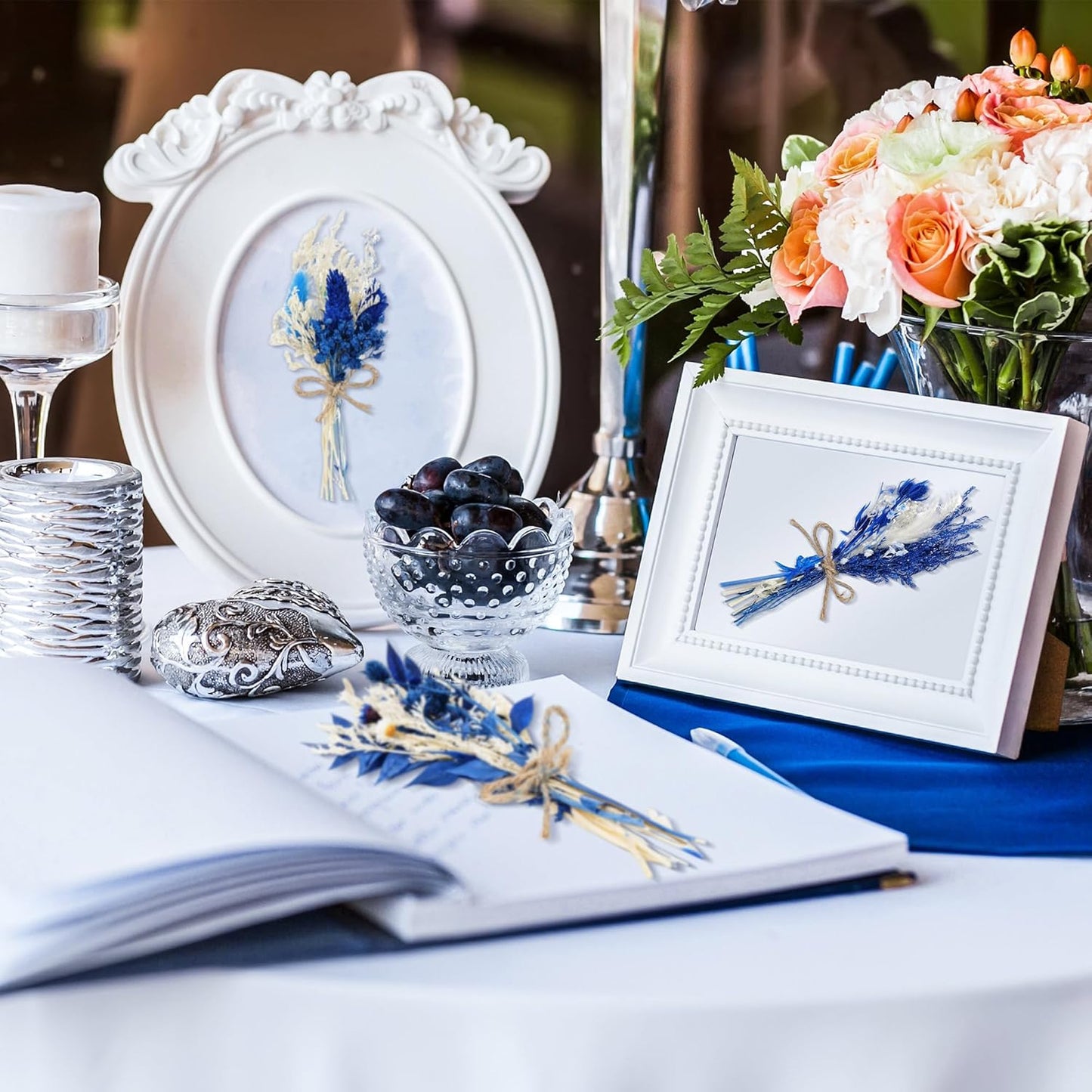 10/12/24/36 Pack Mini Dried Flowers for Vase Wedding Various Mini Bouquet Dried Small Wildflowers Natural Flowers Bulk for Crafts DIY Decor (12, Blue)